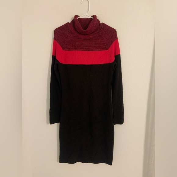 Calvin Klein Colorblock Knit Cowl Neck Dress - Picture 10 of 13
